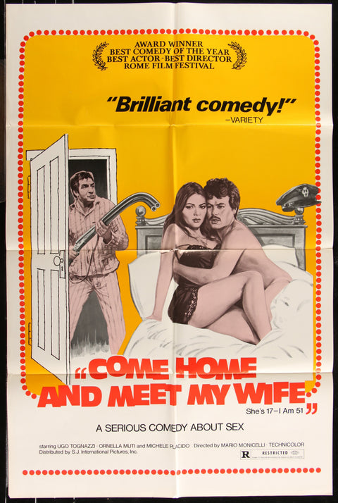 Come Home And Meet My Wife (1974) Affiche de film originale américaine (format unique)