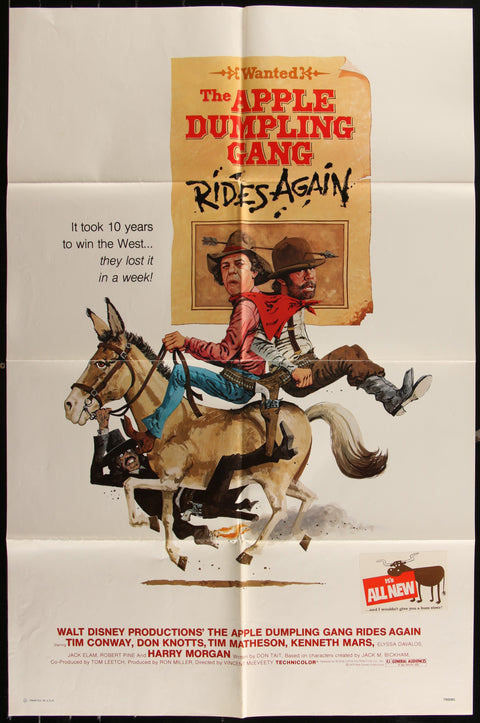 The Apple Dumpling Gang Rides Again (1979) Affiche de film américaine originale à une feuille.