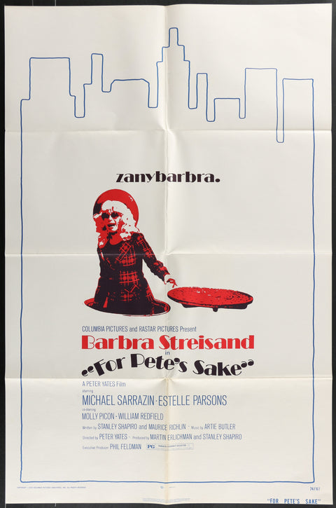 Affiche de film originale américaine (One Sheet) du film For Pete's Sake (1974)