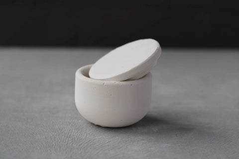 WHITE CONCRETE SMALL JEWELLERY HOLDER, WHITE CONCRETE TEALIGHT HOLDER