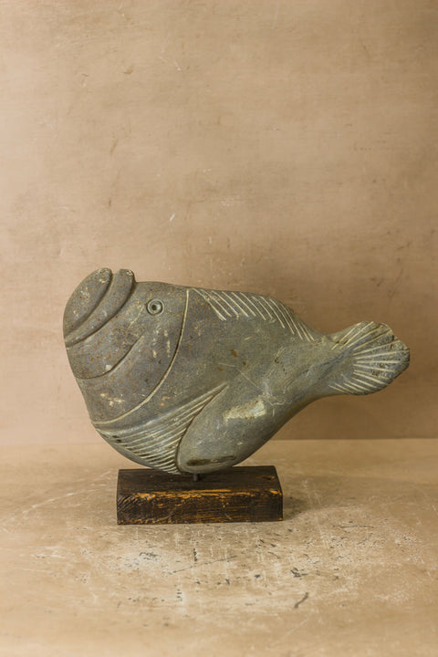 Stone Fish Sculpture - Zimbabwe - 98.2