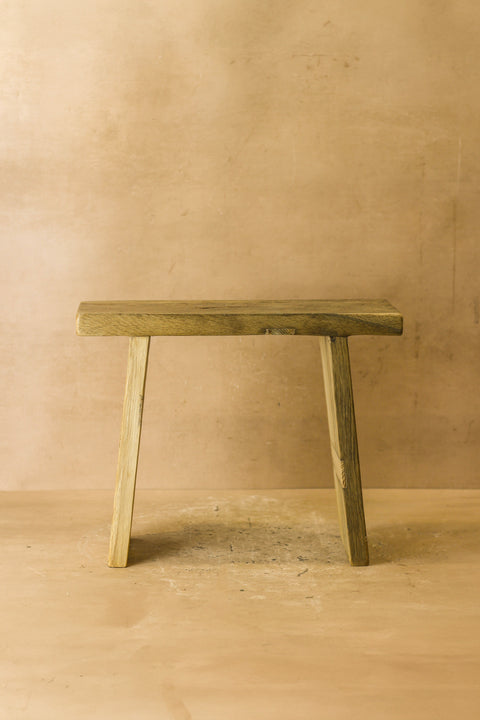 Vintage-Hocker aus rustikalem Ulmenholz, quadratisch, Nr. 1