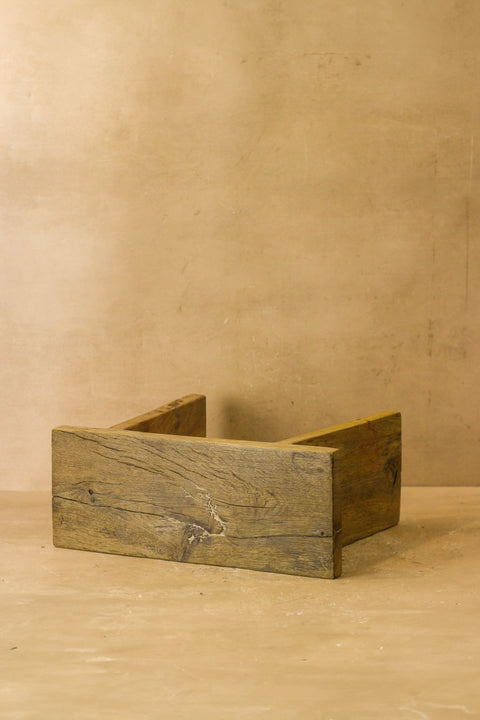 Vintage-Hocker aus rustikalem Ulmenholz, quadratisch, Nr. 4