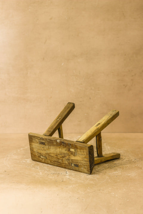 Vintage Rustic Elm Wood Stool - Small - No 18