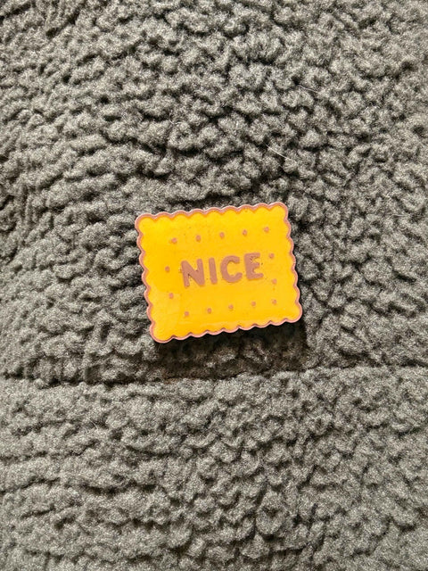 Nice Biscuit Pin Badge | 3D Printed British Biscuit Pin | Quirky Gift