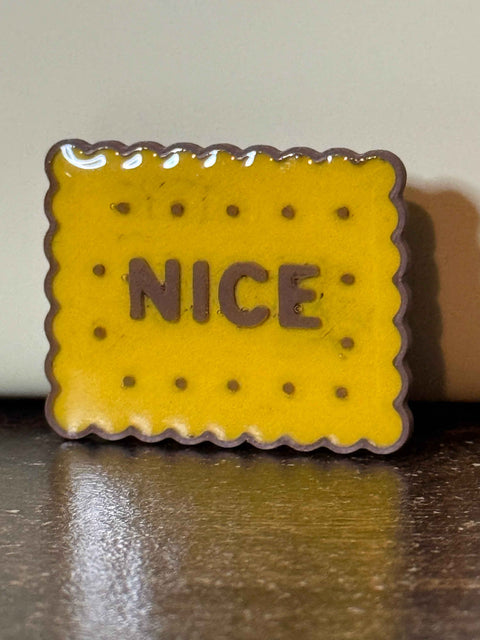 Nice Biscuit Pin Badge | 3D Printed British Biscuit Pin | Quirky Gift