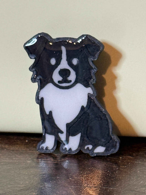 Border Collie Pin Badge | 3D Printed Dog Pin | Collie Lover Gift