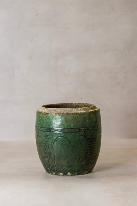 Vintage Emerald Green Pot - No 1