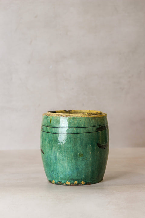 Vintage Emerald Green Pot - No 2