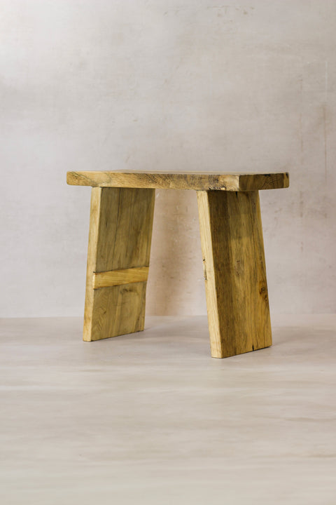 Vintage-Hocker aus rustikalem Ulmenholz, quadratisch, Nr. 8