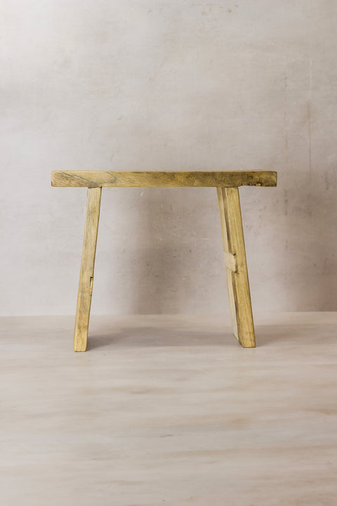 Vintage-Hocker aus rustikalem Ulmenholz, quadratisch, Nr. 8