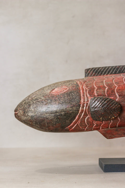 Gros poisson-marionnette Bozo - Mali - Rouge