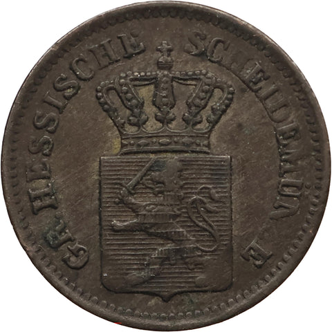 1872 1 Kreuzer Duchy of Hesse-Darmstadt Coin Louis III