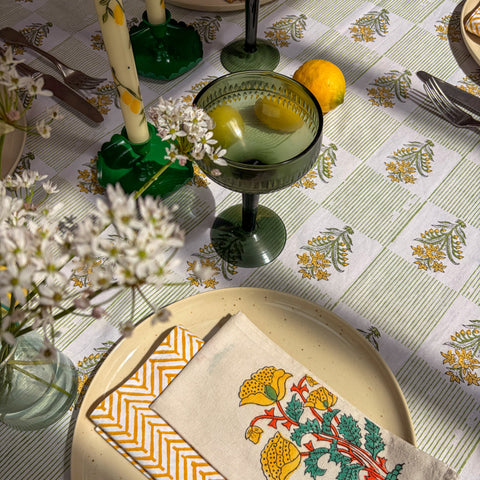 NEW LUNA MOSS hand block printed tablecloth