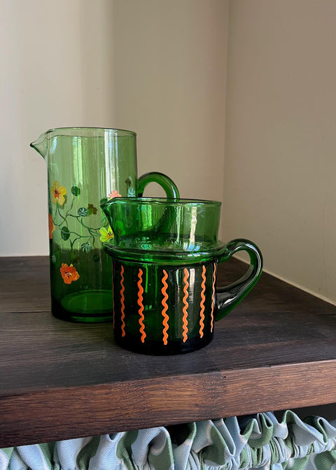 Nasturtium green recycled glass jug