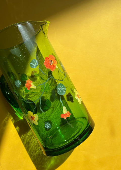 Nasturtium green recycled glass jug