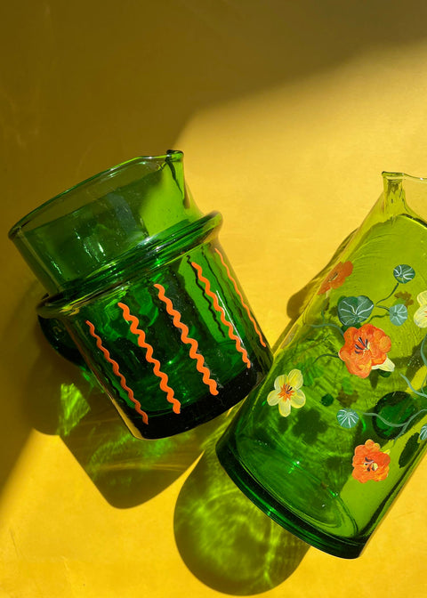 Nasturtium green recycled glass jug