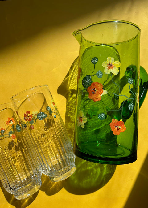 Nasturtium green recycled glass jug