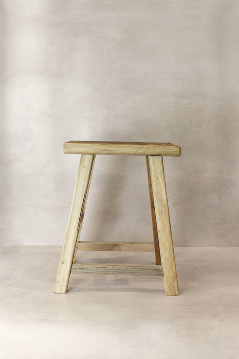 Vintage Rustic Elm Wood Stool - Medium - No 73