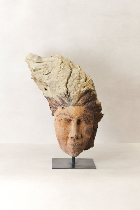Rizimu Chiwawa Carved Driftwood Head Sculpture - Zimbabwe