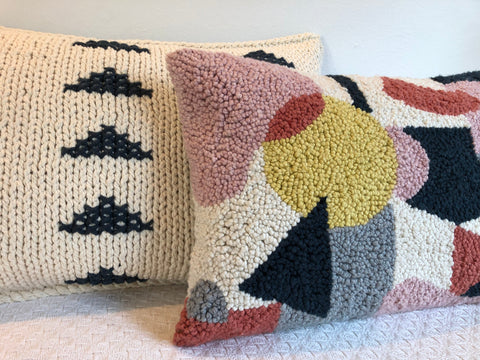 Housse de coussin à aiguilletage - Motif géométrique 3
