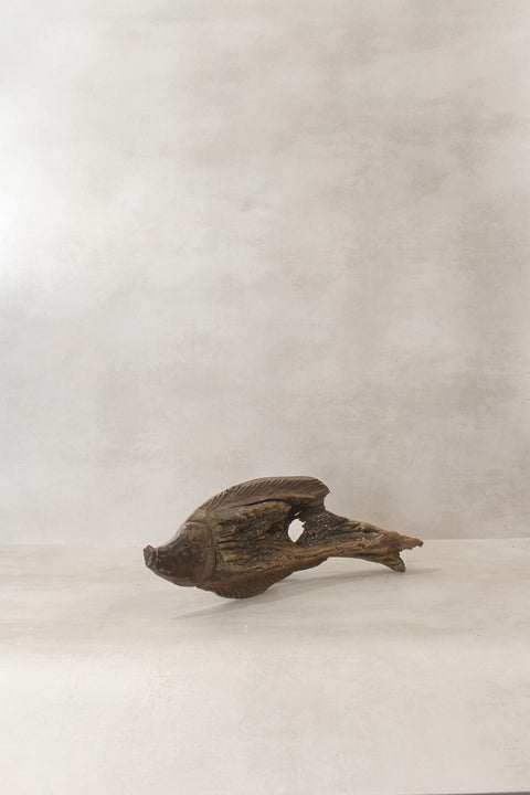 Poisson sculpté à la main dans du bois flotté - (14.3)