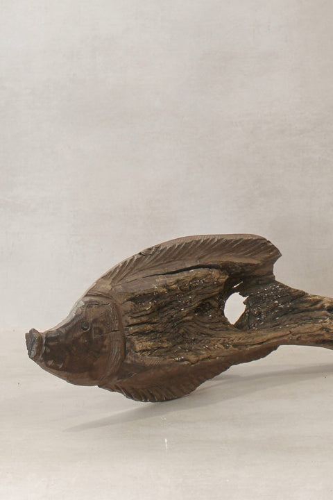 Handgeschnitzter Fisch aus Treibholz - (14,3)