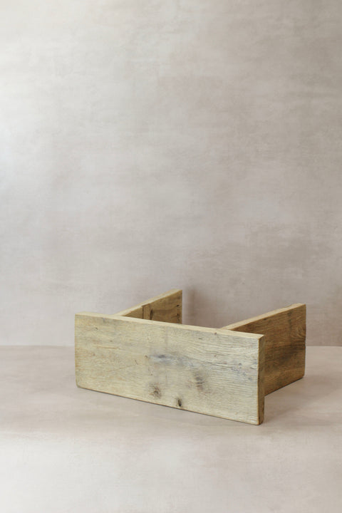 Vintage-Hocker aus rustikalem Ulmenholz, quadratisch, Nr. 9