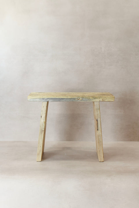 Vintage Rustic Square Elm Wood Stool - No 10