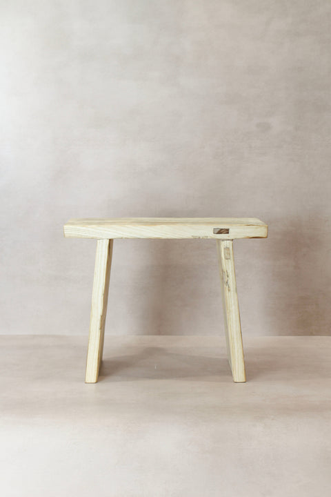 Vintage Rustic Square Elm Wood Stool - No 12
