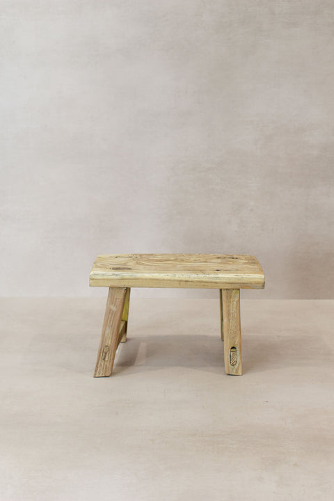Vintage Rustic Elm Wood Stool - Small - No 17