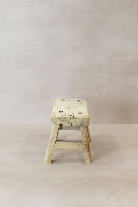 Vintage Rustic Elm Wood Stool - Small - No 18