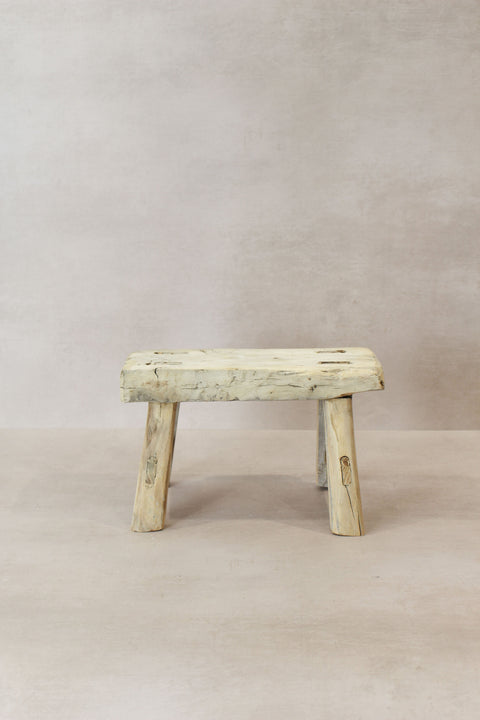 Vintage Rustic Elm Wood Stool - Small - No 18