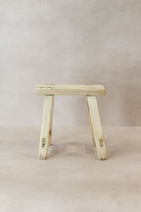 Vintage Rustic Elm Wood Stool - Small - No 19