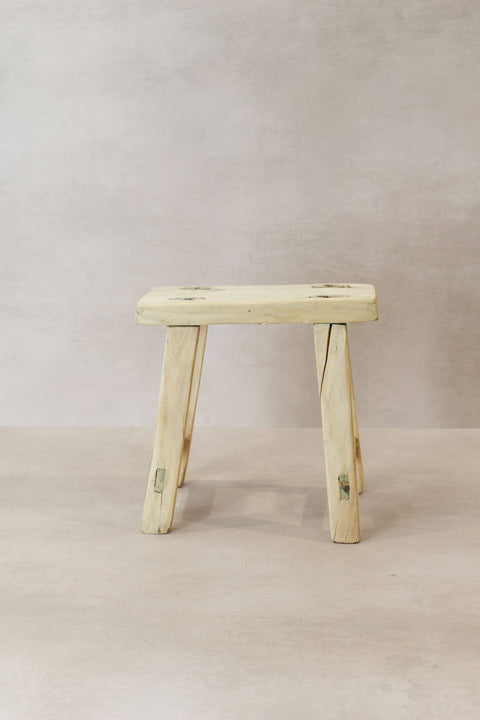 Vintage Rustic Elm Wood Stool - Small - No 19