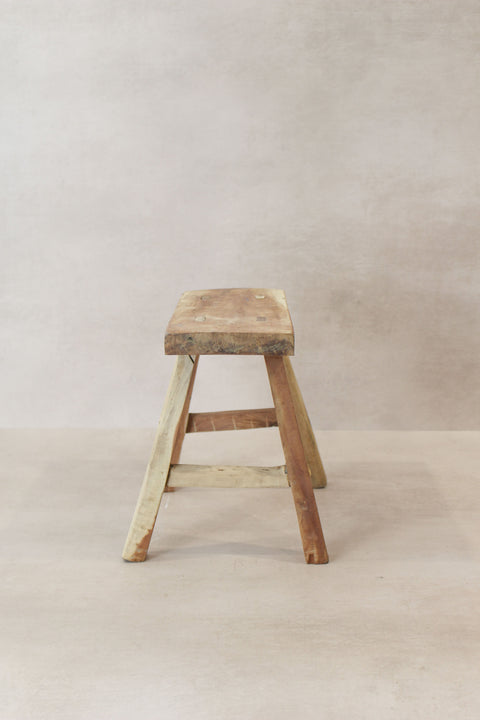 Vintage Rustic Elm Wood Stool - Small - No 20