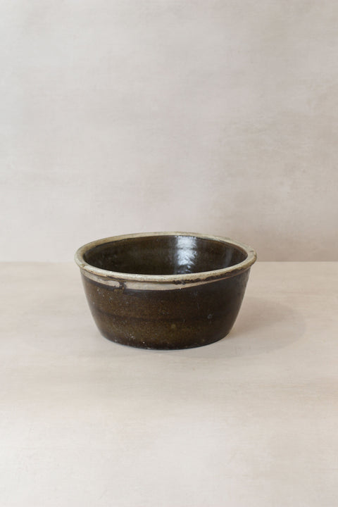 Wabi Sabi Antike, dunkel glasierte Terrakottaschale, klein - LBB 01