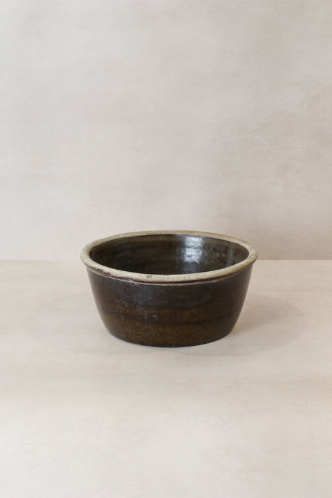 Wabi Sabi Antike, dunkel glasierte Terrakottaschale, klein - LBB 01
