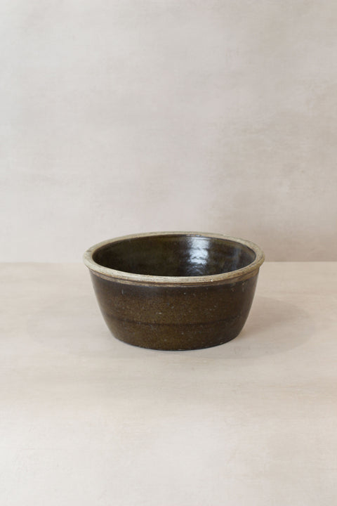 Wabi Sabi Antike, dunkel glasierte Terrakottaschale, klein - LBB 01