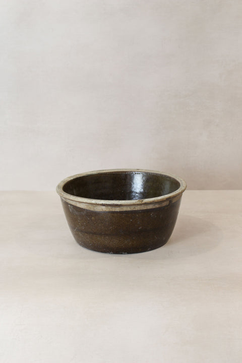 Wabi Sabi Antike, dunkel glasierte Terrakottaschale, klein - LBB 01