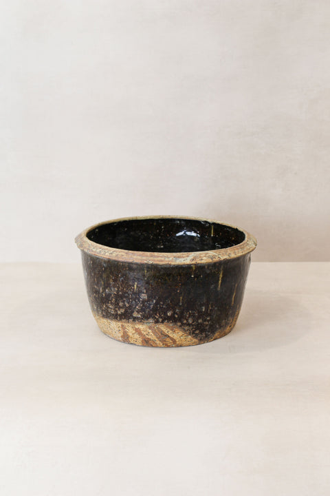 Petit bol en terre cuite émaillée foncée Wabi Sabi - LBB 03