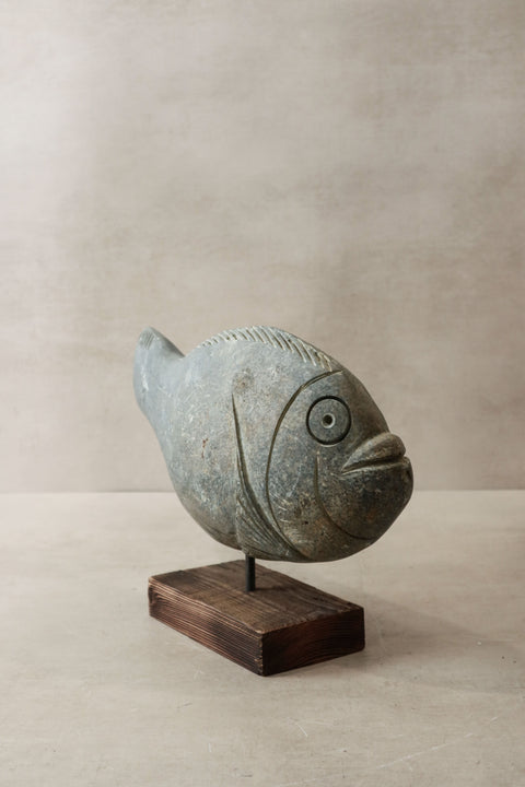 Stone Fish Sculpture - Zimbabwe - 35.2