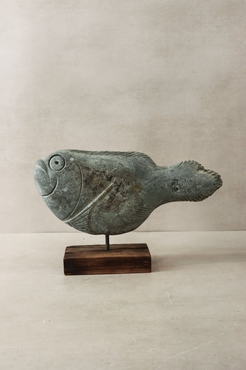 Stone Fish Sculpture - Zimbabwe - 35.5