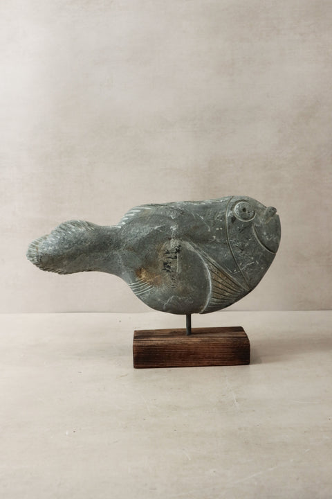 Stone Fish Sculpture - Zimbabwe - 35.5