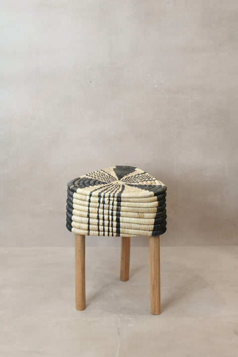 Gewebter Hocker Schwarz WS1