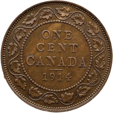 Vintage Canadian one cent coin from 1914