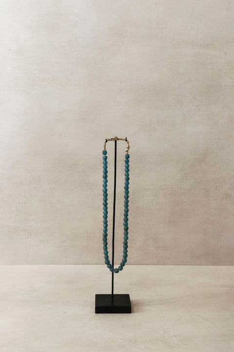 Ghana Glass Beads Necklace, Blue - 83.1