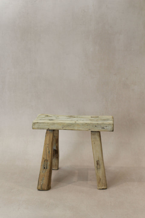 Vintage Rustic Elm Wood Stool - Small - No 21