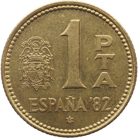 1982 One Peseta Spain Juan Carlos I Coin 82 on Star