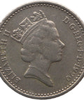 1990 Five Pence Elizabeth II Coin United Kingdom 3rd portrait, small type